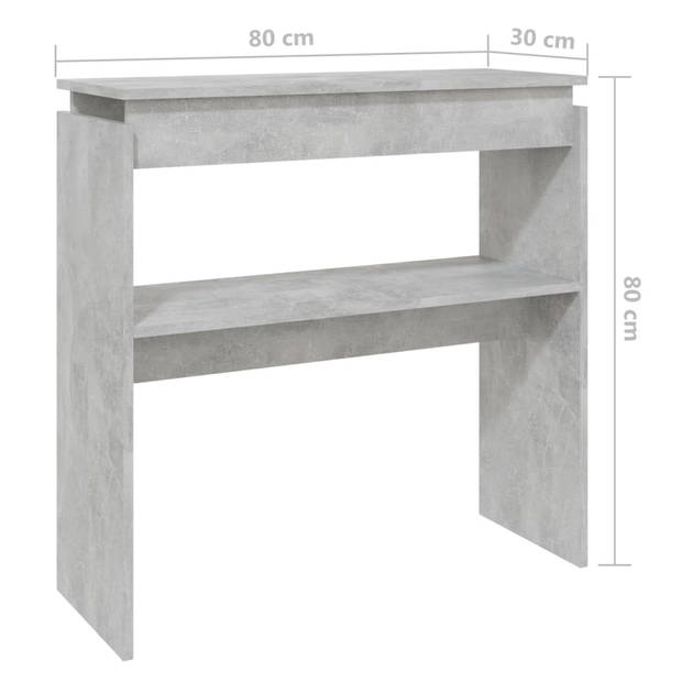 vidaXL Wandtafel 80x30x80 cm bewerkt hout betongrijs