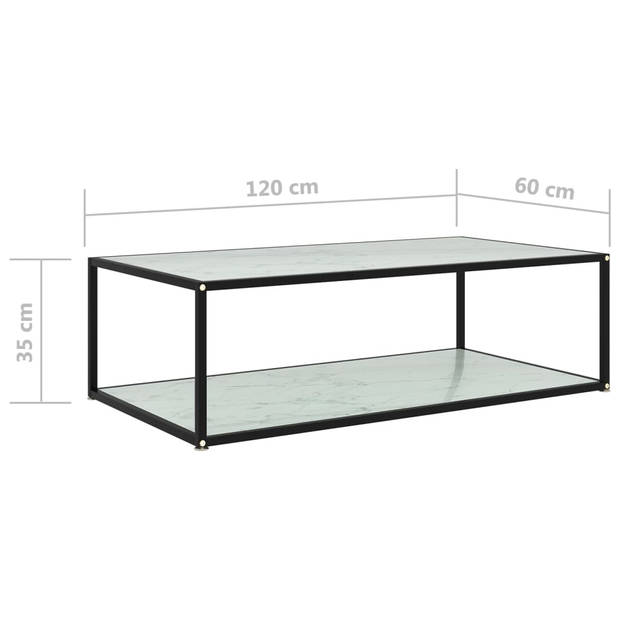 vidaXL Salontafel 120x60x35 cm gehard glas wit