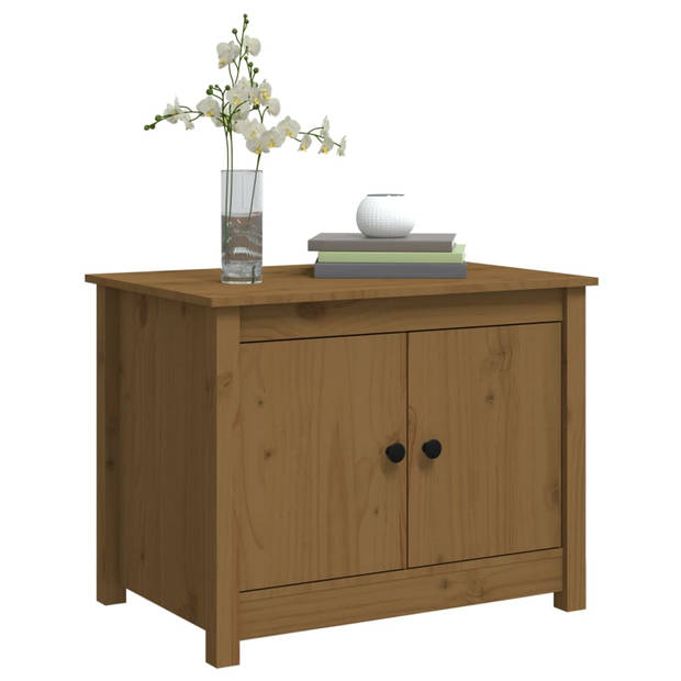 The Living Store Salontafel Hout Honingbruin - 71 x 49 x 55 cm - Opbergruimte - Stabiel - Stevig blad