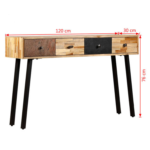 vidaXL Wandtafel 120x30x76 cm massief gerecycled teakhout