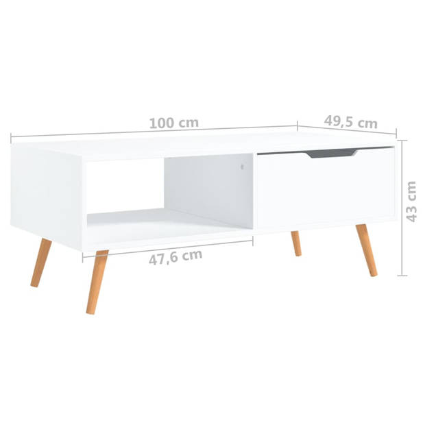 The Living Store Salontafel - Spaanplaat - 100 x 49.5 x 43 cm - wit