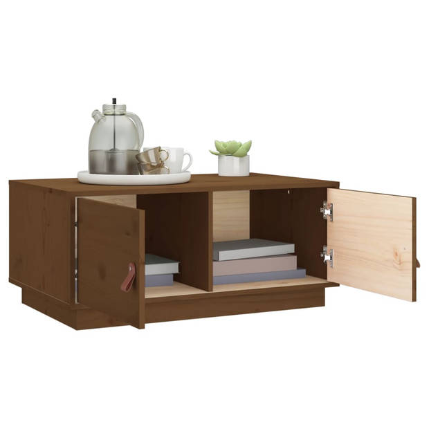 The Living Store Salontafel Grenenhout - 80 x 50 x 35 cm - Honingbruin