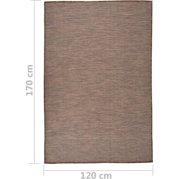 The Living Store Platgeweven tuinkleed bruin 120x170cm - Weerbestendig - UV bestendig - 100% PP