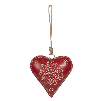 HAES DECO - Kersthanger Hart 16x4x16 cm - Rood - Kerstdecoratie, Decoratie Hanger, Kerstboomversiering