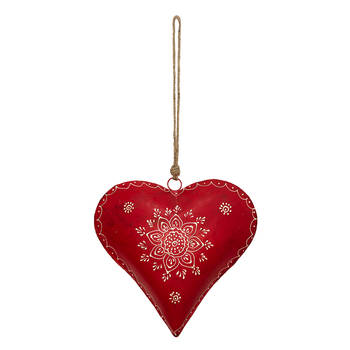 HAES DECO - Kersthanger Hart 27x12x27 cm - Rood - Kerstdecoratie, Decoratie Hanger, Kerstboomversiering