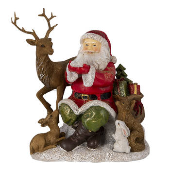 HAES DECO - Kerstman deco Figuur 18x13x19 cm - Rood - Kerst Figuur, Kerstdecoratie
