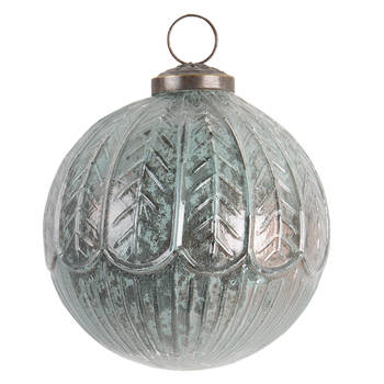 HAES DECO - Kerstbal Ø 10x10 cm - Turquoise - Kerstversiering, Kerstdecoratie, Decoratie Hanger, Kerstboomversiering