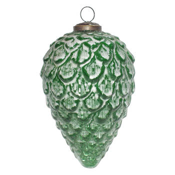 Clayre & Eef Kerstbal Ø 10 cm Groen Glas Kerstdecoratie Groen Kerstdecoratie