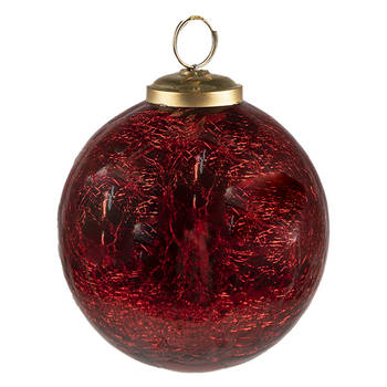 Clayre & Eef Kerstbal Ø 9 cm Rood Glas Kerstdecoratie Rood Kerstdecoratie