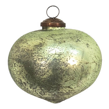 Clayre & Eef Kerstbal Ø 10 cm Groen Glas Kerstdecoratie Groen Kerstdecoratie