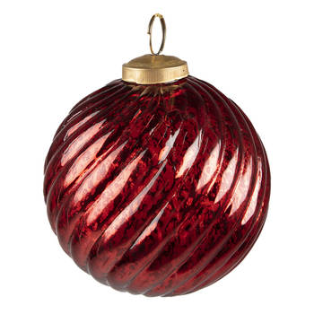 HAES DECO - Kerstbal Ø 9x10 cm - Rood - Kerstversiering, Kerstdecoratie, Decoratie Hanger, Kerstboomversiering