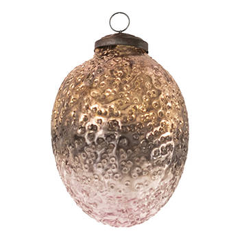 Clayre & Eef Kerstbal Ø 6 cm Roze Glas Kerstboomversiering Roze Kerstboomversiering