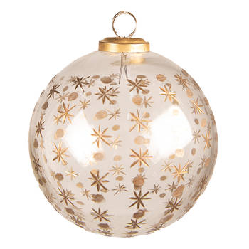 Clayre & Eef Kerstbal Ø 12 cm Transparant Glas Sterren Kerstdecoratie Transparant Kerstdecoratie