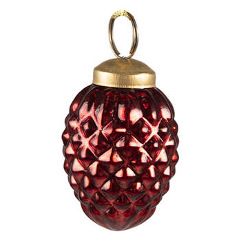 Clayre & Eef Kerstbal Ø 4 cm Rood Glas Kerstdecoratie Rood Kerstdecoratie