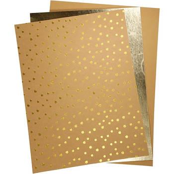 Creotime leerpapier bruin/ goud 3 stuks