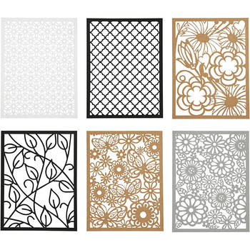 Creotime kartonblok 10,5 x 14,8 cm 6 designs 4 kleuren zwart/wit