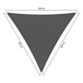 Shadow Comfort waterafstotend, driehoek 3x3x3m Warm Grey metset