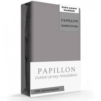 Papillon hoeslaken - dubbel jersey - 190 x 220 - Lichtgrijs