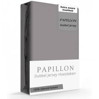 Papillon hoeslaken - dubbel jersey - 90 x 220 - Lichtgrijs