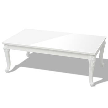 The Living Store Salontafel Hoogglans Wit - MDF 115x65x42cm - Klassiek Patroon