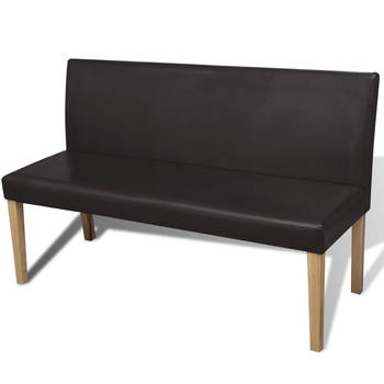 The Living Store Bank Grenenhouten Frame - Donkerbruin - 139.5 x 50 x 86 cm - Comfortabele Schuimvulling