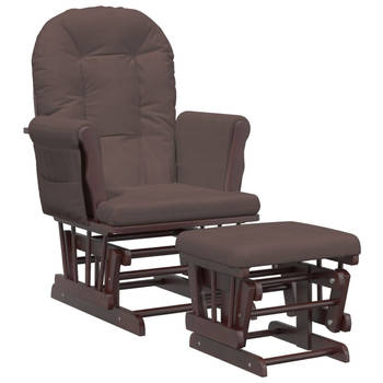The Living Store Schuifstoel met kruk - Relaxstoel en voetenbank - Trendy design - 70x72x107cm - Massief rubberwood -