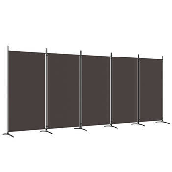 The Living Store Kamerscherm 5 Panelen - Bruin - 433 x 180 cm - Inklapbaar