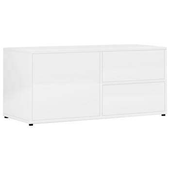 The Living Store Tv-meubel Classic - Hoogglans wit - 80x34x36 cm - 2 lades en 1 vak