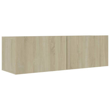 The Living Store Televisiekast - Stereokast - Televisiemeubel - 100 x 30 x 30 cm - Sonoma eiken