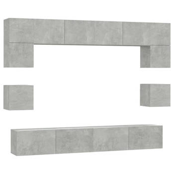 The Living Store TV-meubelset - Betongrijs bewerkt hout - 60x30x30 cm - 80x30x30 cm - 100x30x30 cm - 30.5x30x30 cm