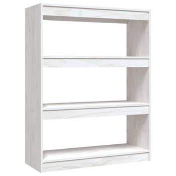 The Living Store Boekenkast - Massief grenenhout - Wit - 100 x 30 x 103 cm - Inclusief montagematerialen