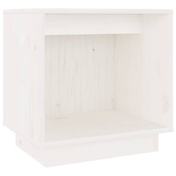 The Living Store Bedkastje Grenenhout Wit 40x30x40 cm - Duurzaam en Stijlvol