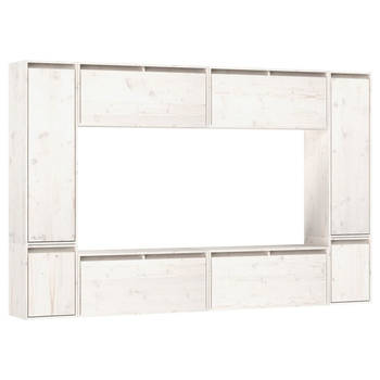 The Living Store Wandmeubel - Televisiekast - Set van 4x 80x30x35 cm - 2x 30x30x40 cm - 2x 30x30x100 cm - Massief