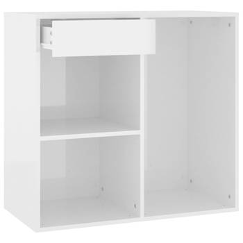 The Living Store Cosmeticakast - Hoogglans wit - 80 x 40 x 75 cm - Opbergruimte voor make-up en accessoires