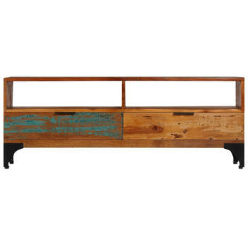 The Living Store Houten TV-kast - 118 x 35 x 45 cm - Massief gerecycled hout