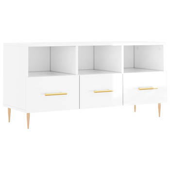 The Living Store Televisiekast X - Tv-meubel - 102x36x50 cm - Hoogglans wit