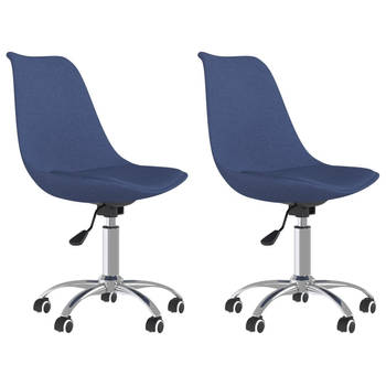 The Living Store Draaibare Eetkamerstoelen - Blauw - 48 x 58 x (81-93) cm - Gasveermechanisme