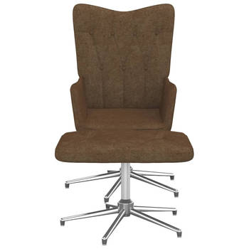 The Living Store Relaxfauteuil - Relaxstoel met Voetenbank - 62x68x98cm - Bruin