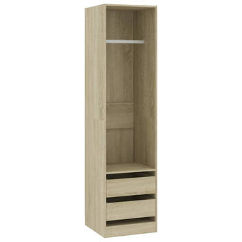 The Living Store Kledingkast - Sonoma Eiken - 50x50x200 cm - 2 lades - 1 groot open vak met ophangstang