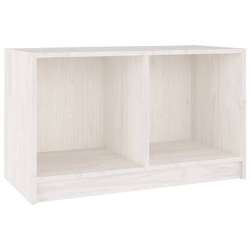 The Living Store Tv-meubel Massief Grenenhout - 70 x 33 x 42 cm - Wit