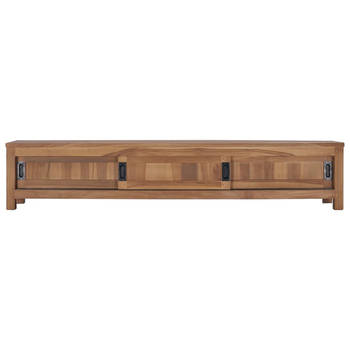 The Living Store Massief Teakhouten TV-meubel - 150x30x30 cm - 3 schuifdeuren