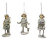 Clayre & Eef Kersthanger set van 3 Kind 12 cm Beige Groen Kunststof Kerstdecoratie Beige Kerstdecoratie