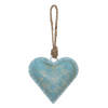 Clayre & Eef Hanger Hart 10x10 cm Blauw Ijzer Bloem Woondecoratie Blauw Woondecoratie