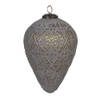 Clayre & Eef Kerstbal 26 cm Grijs Glas Kerstboomversiering Grijs Kerstboomversiering