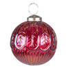 Clayre & Eef Kerstbal Ø 7 cm Rood Bruin Glas Metaal Kerstdecoratie Rood Kerstdecoratie