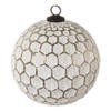 Clayre & Eef Kerstbal XL Ø 20 cm Wit Zilverkleurig Glas Rond Kerstdecoratie Wit Kerstdecoratie