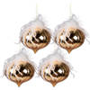 Clayre & Eef Kerstbal Set van 4 Ø 12 cm Goudkleurig Wit Glas Kerstboomversiering Goudkleurig Kerstboomversiering