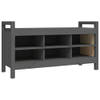 The Living Store Halbank Massief Grenenhout - Grijs - 110x40x60 cm - Met 6 vakken en praktisch blad