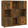 The Living Store Boekenkast Gerookt Eiken - 90 x 30 x 90 cm - 9 Vakken (5 met deuren)