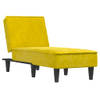 The Living Store Verstelbare Chaise Longue - Geel - Fluwelen bekleding - Multiplex frame - 55x140x70 cm